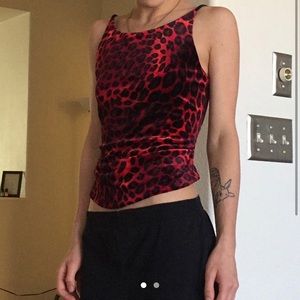 Red velvet cheetah tank top backless